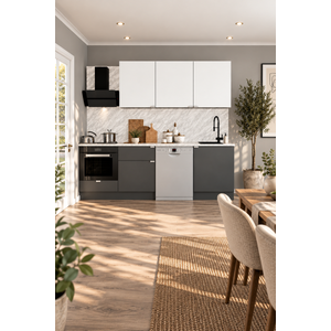 240 Cm %100 Mdf, Tezgahlı Wendy Mutfak Alt-üst Takım Antrasit-beyaz