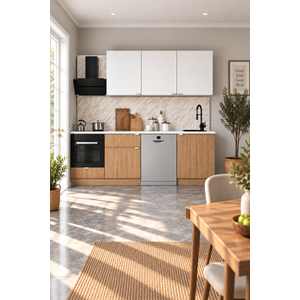 240 Cm %100 Mdf, Tezgahlı Wendy Mutfak Alt-üst Takım Sepet-beyaz