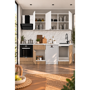 240 Cm %100 Mdf, Tezgahlı Wendy Mutfak Alt-üst Takım Sepet-beyaz