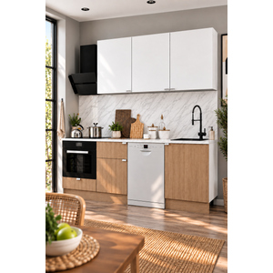 240 Cm %100 Mdf, Tezgahlı Wendy Mutfak Alt-üst Takım Sepet-beyaz