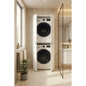 Seven Banyo Dolabı Çamaşır Ve Kurutma Makinesi Dolabı Mdf Kapaklı Beyaz