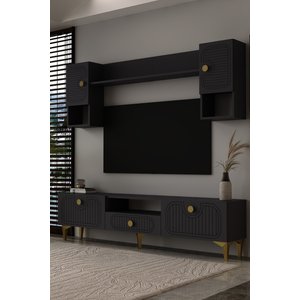Bellagio Lazer Desenli Tv Ünitesi Takımı 180 Cm Antrasit - Altın