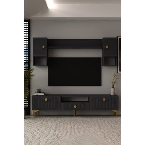 Bellagio Lazer Desenli Tv Ünitesi Takımı 180 Cm Antrasit - Altın