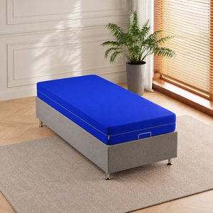Yatak Kılıfı, Mavi Pu Kumaşlı Fermuarlı Yıkanabilir Anti-aging | Anti-alerjik | Anti-bakteriyel 120x200 cm