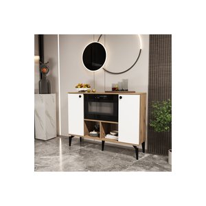 Delmar 120 Çok Amaçlı Dolap, Modern Konsol, Mutfak Dolabı, Kitaplık Atlantik Çam - Beyaz