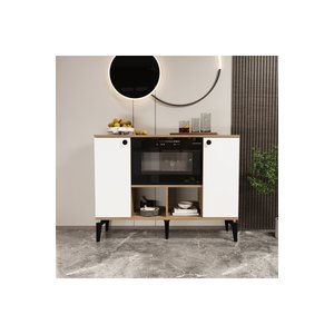 Delmar 120 Çok Amaçlı Dolap, Modern Konsol, Mutfak Dolabı, Kitaplık Atlantik Çam - Beyaz