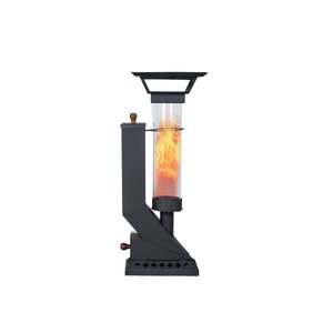 Compact İf-17 Camlı Alev Lambası Dış Mekan Pelet Soba - Siyah
