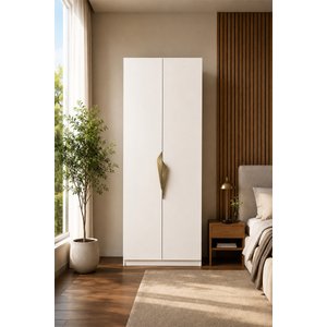 Gama 2 Kapaklı Askılı Modül Tasarım Kulplu 253 Cm Gardırop Elbise Dolabı Beyaz