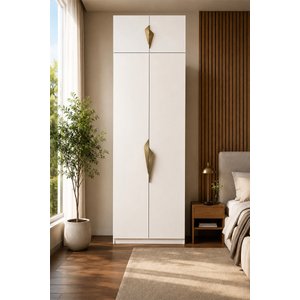 Gama 4 Kapaklı Çekmeceli+ Ek Modüllü Tasarım Kulplu 253 Cm Gardırop Elbise Dolabı Beyaz
