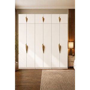 Gama 12 Kapaklı Askılı + Çekmeceli+  Askılı Raflı  + Ek Modüllü Tasarım Kulplu 253 Cm Gardırop Elbis