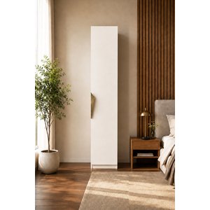 Gama Tek Kapaklı Raflı Tasarım Kulplu 253 Cm Gardırop Elbise Dolabı Beyaz