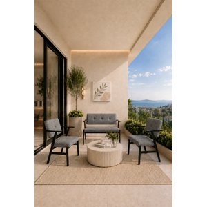Opera Bahçe & Balkon Oturma Grubu Gri̇ 2 Tekli Koltuk, 1 İkili Koltuk 2+1+1 Çay Seti