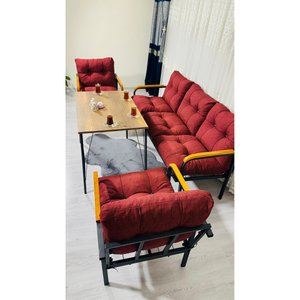 Açelya Balkon, Bahçe, Cafe - Salon - Metal Kanepe Koltuk Takımı 3+1+1 + Masa