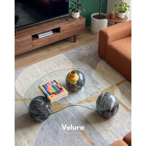 Küre Orta Sehpa - Venato Mermer - Fasulye Şeffaf