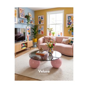 Küre Orta Sehpa - Pembe - Yuvarlak Füme