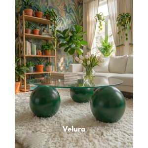 Küre Orta Sehpa - Yeşil - Yuvarlak Şeffaf