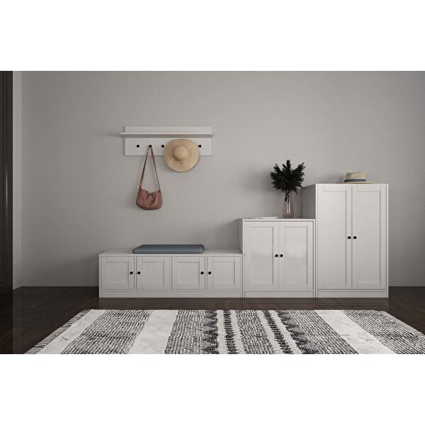 BK Concept Raflı Askılıklı Puflu Çekmeceli Beyaz Vestiyer Çıtalı 259 Cm Vst-1101 BK Concept Raflı Askılıklı Puflu Çekmeceli Beyaz Vestiyer Çıtalı 259 Cm Vst-1101