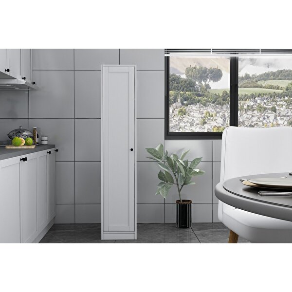 BK Concept Kapaklı Raflı Beyaz Çok Amaçlı Dolap 33 6 Cm Çıtalı Ça-d-1098