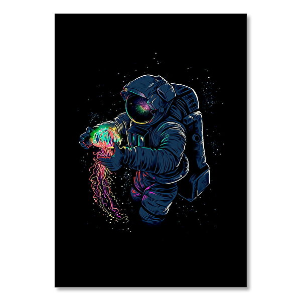 Cakatablo Ahşap Tablo Uzay Arkaplan Astronot 50x70 cm