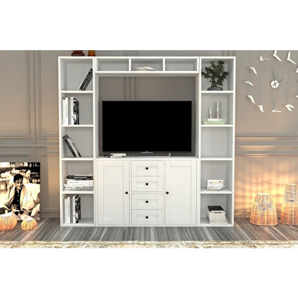 BK Concept Çekmeceli Tv Ünitesi Beyaz 165 Cm Tv-1088