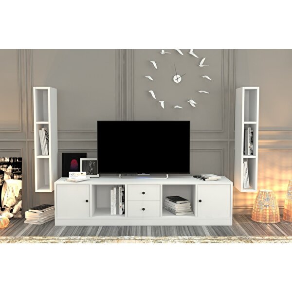 BK Concept Duvar Çekmeceli Tv Ünitesi Beyaz Tv-1174-ç
