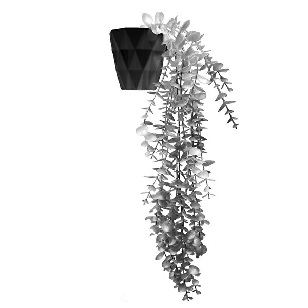 Lilac Home Gümüş Okaliptus 45 Cm New Collection Siyah Elmas Saksıda Yapay Sarkan Bitki