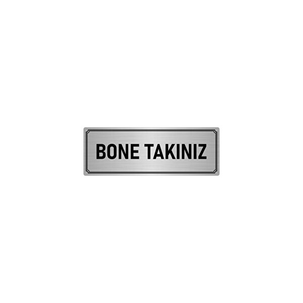 Özarslan Dizayn Metal Yönlendirme Levhası Departman Kapı İsimliği Bone Takınız 7x20 Cm Gümüş Renk