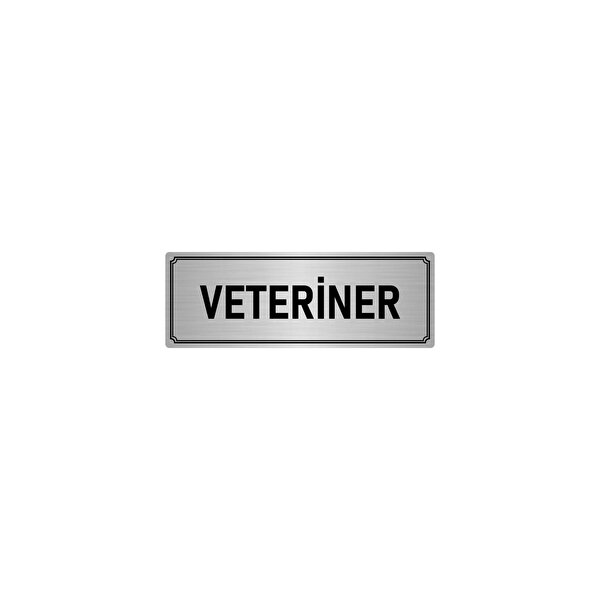 Özarslan Dizayn Metal Yönlendirme Levhası Departman Kapı İsimliği Veteriner 7x20 Cm Gümüş Renk