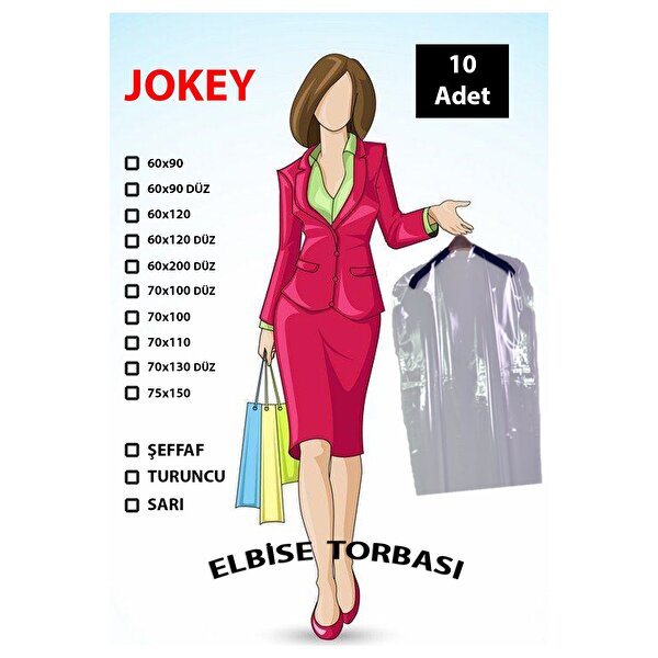 Jokey Kırtasiye Elbise Torbası 10 Adet ( 60x180cm - ŞEFFAF ) Şeffaf