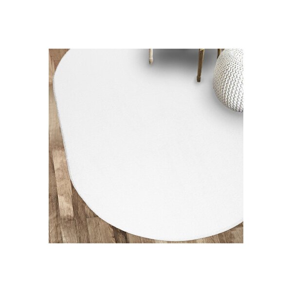 Valery Home Oval Comfort Puffy Overloklu Peluş Yolluk Beyaz 120x600 cm