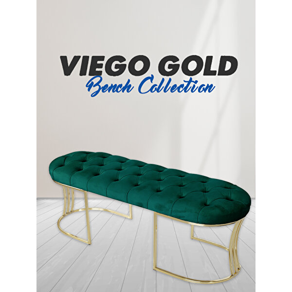 Gazzini Vi̇ego Gold Yeşi̇l-kapitoneli Model Puf&bench&koltuk-oturak-uzun Makyaj Puff-yatak Odası Ucu&önü Yeşil