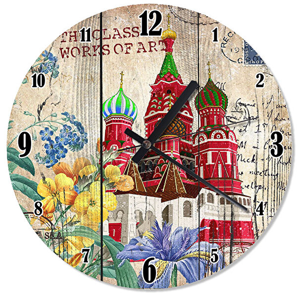 Cakasaat Kremlin Sarayı Ve Çiçekler Özel Tasarım Duvar Saati