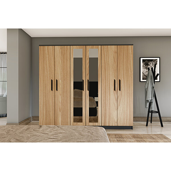 Metalia Gm 088 Favorite 6 Kapılı Aynalı Sonomo - Antrasit Gri