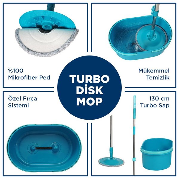 Geseus Motek Yeni Nesil Pratik Turbo Disk Mop Temizlik Seti