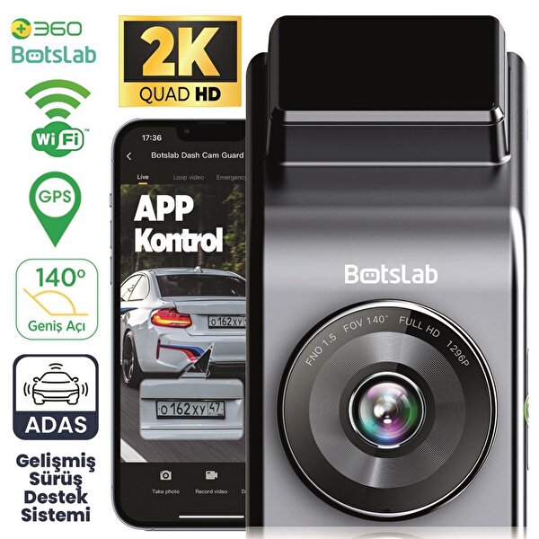 360+ Botslab G300h Pro 2k Qhd Adas Wifi Gps 140° Geniş Açı Gece