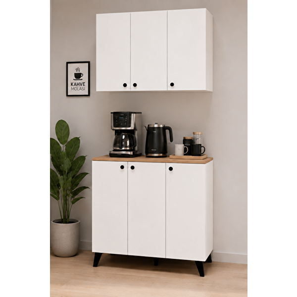 Mobilique Öykü 90 Cm 18mm Mdf Tezgahlı Kahve Köşesi Dolabı Çok