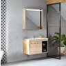 Denko Latte 85 Cm Mdf Sonoma Banyo Dolabı Alt Modül Ve Lavabo