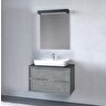 Denko Matia 80 Cm Mdf Retro Gümüş Banyo Dolabı Alt Modül Ve Lavabo