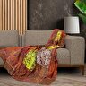 Softmicro Etnik Desenli Boho 180x300 Cm  Koltuk Örtüsü Şalı, Kanepe Örtüsü, Tv Battaniyesi Kiremit Rengi