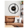 Double Line Metal Siyah Duvar Saati - Ev / Ofis Saati - Hediye Saat - 100 X 97 Cm