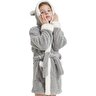 Bunny Kapşonlu Unisex Wellsoft Çocuk Peluş Sabahlık | Bornoz Gri-4-5