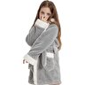 Bunny Kapşonlu Unisex Wellsoft Çocuk Peluş Sabahlık | Bornoz Gri-4-5