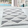 Yumuşak Bukle Tabanlı Modern Kabartmalı 3d Üçğen Desenli Krem Gri Renkli Halı