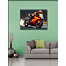 Kanvas Tablo Turuncu Yarış Motosikleti