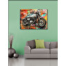 Kanvas Tablo Nostaljik Motosiklet Çizimi