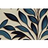 Mavi Yaprak İşleme Desenli Duvar Kağıdı - Dkm882031