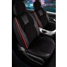 Renault Megane 2 Sedan 2002-2006 Uyumlu Yarı Deri Oto Koltuk Kılıfı Ön Arka Set Chester Model Siyah Kırmızı