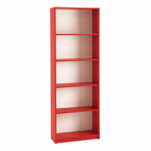 Modern 5 Raflı Kitaplık Kırmızı