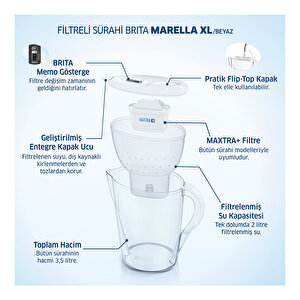 Marella XL Filtreli Su Arıtma Sürahisi - Beyaz