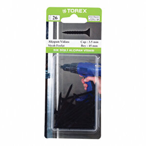 Alçıpan Vidası, Sık Dişli, Siyah 3,5x45 mm